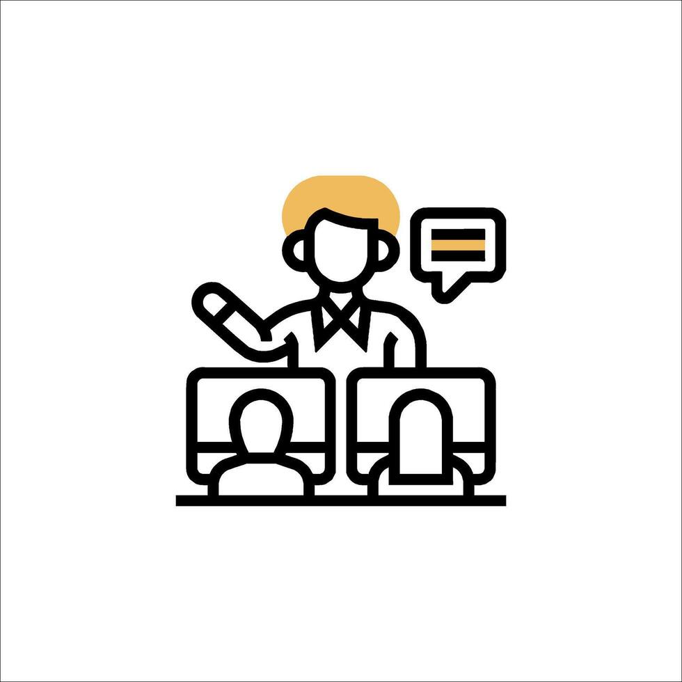 A man is talking to a group of people in a meeting room vector