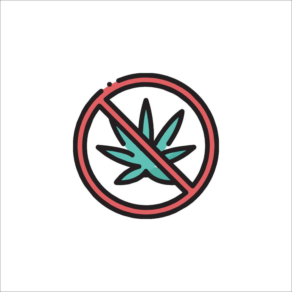 No marijuana sign with a marijuana leaf in the middle vector