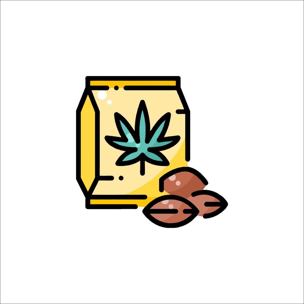 Cannabis leaf and nuts icon illustration vector