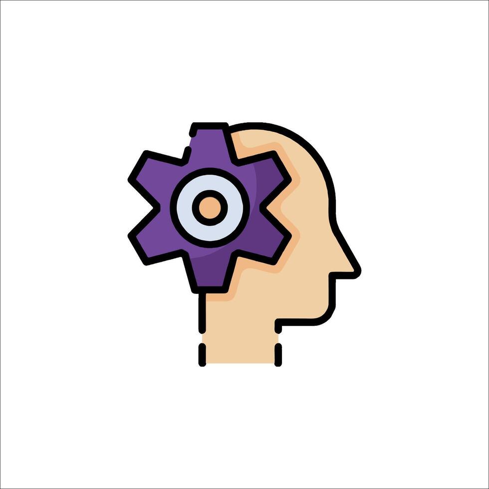 A person's head with a gear wheel in the middle vector