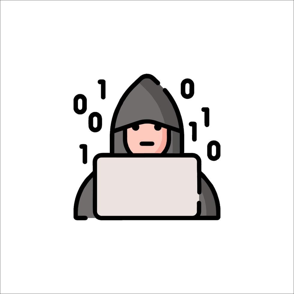 A person in a hoodie with a laptop vector