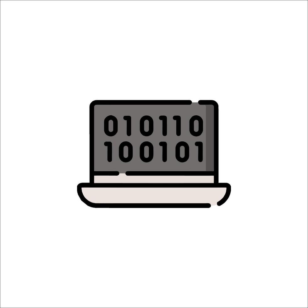 A laptop computer with binary code on it vector