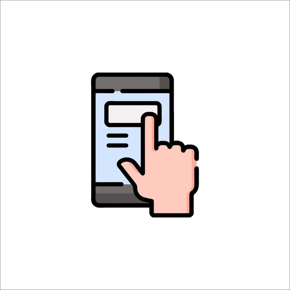Hand touching a smartphone icon illustration vector