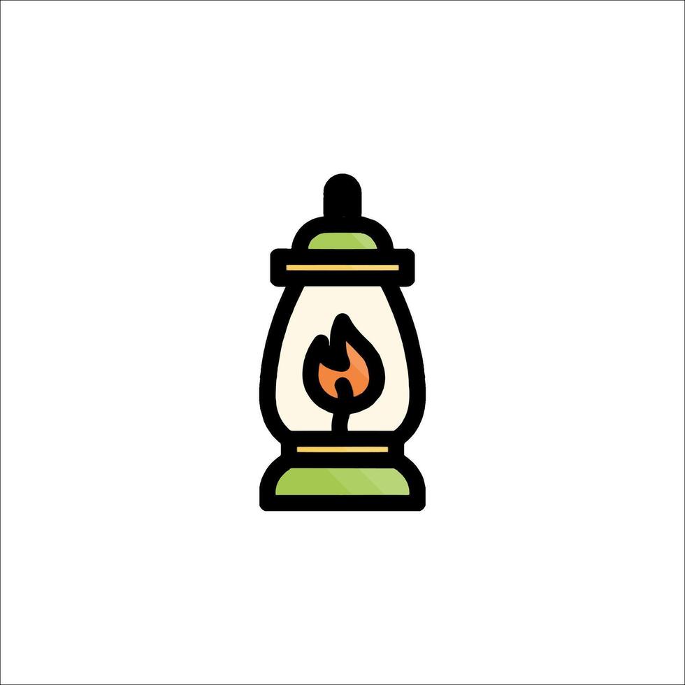 A lamp with a flame inside it on a white background vector