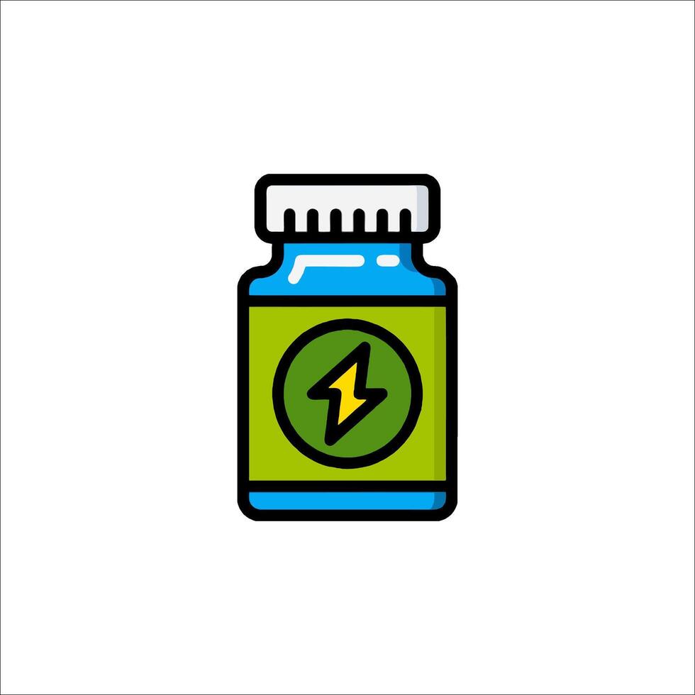 A bottle of pills with a lightning bolt on it vector