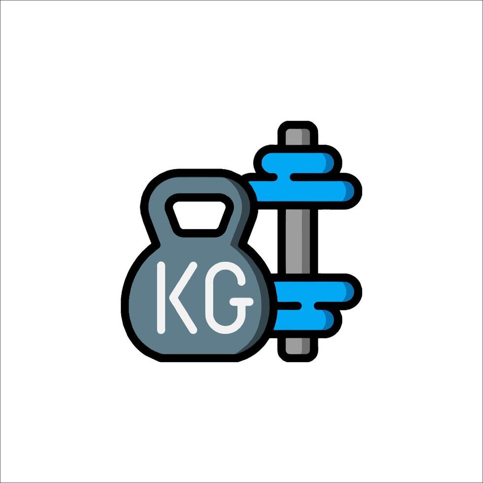 Kg icon with weights and barbell vector