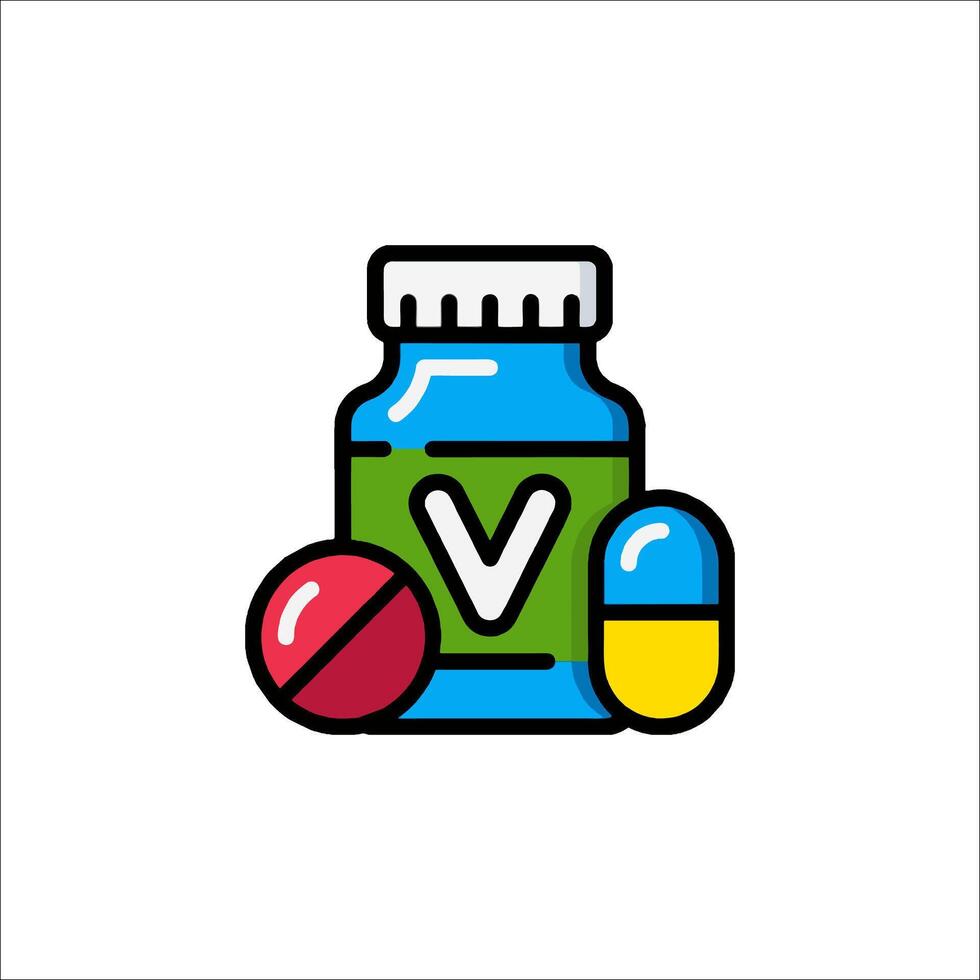 A bottle of vitamins and pills on a white background vector