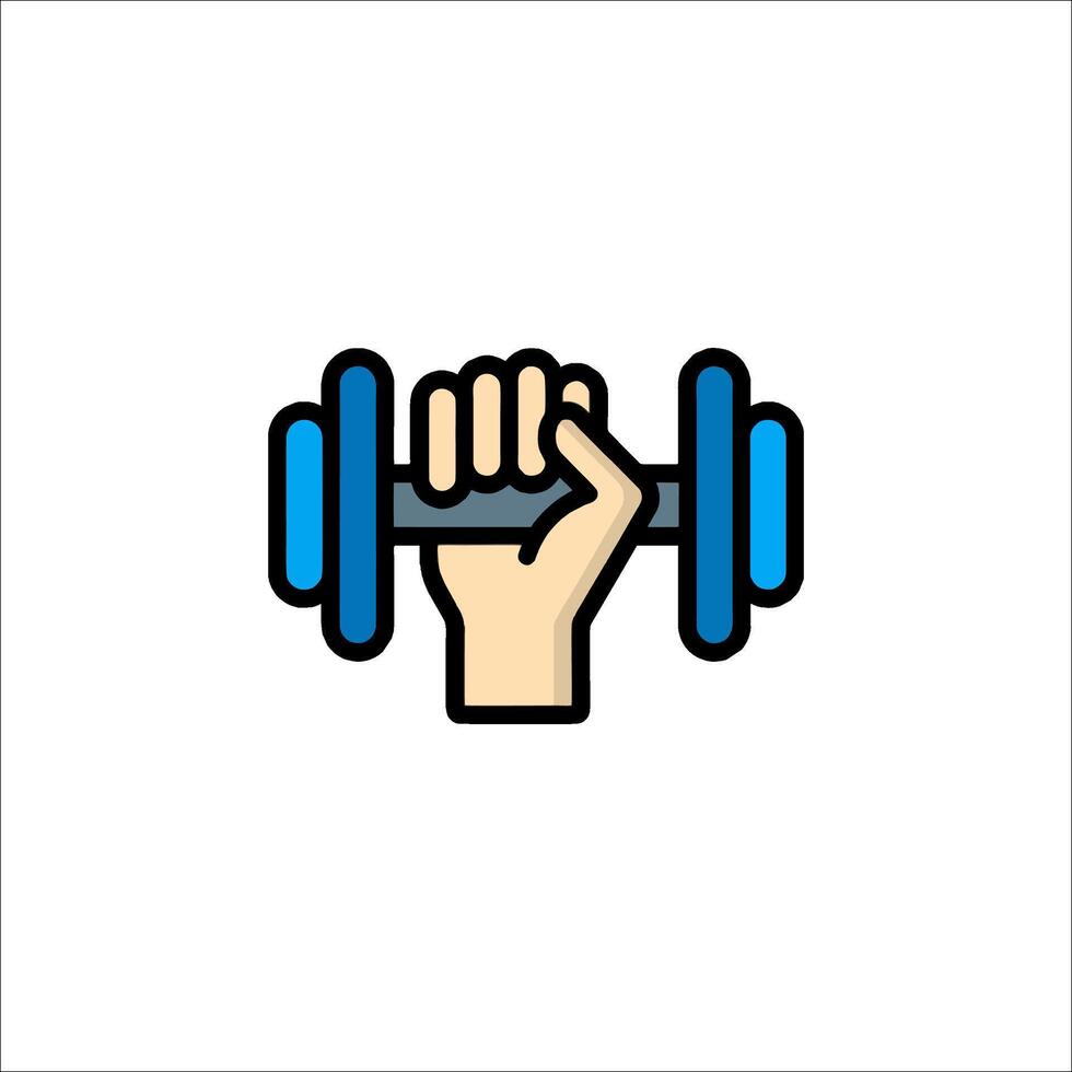 A hand holding a dumbbell icon vector
