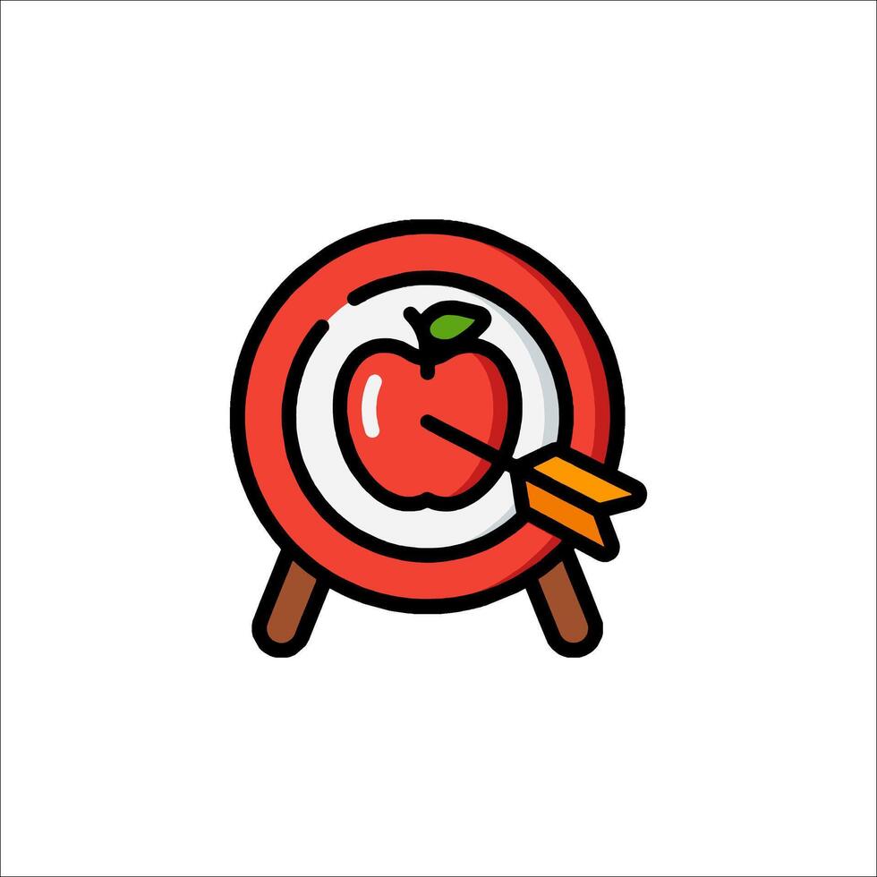 An apple in a target with an arrow vector