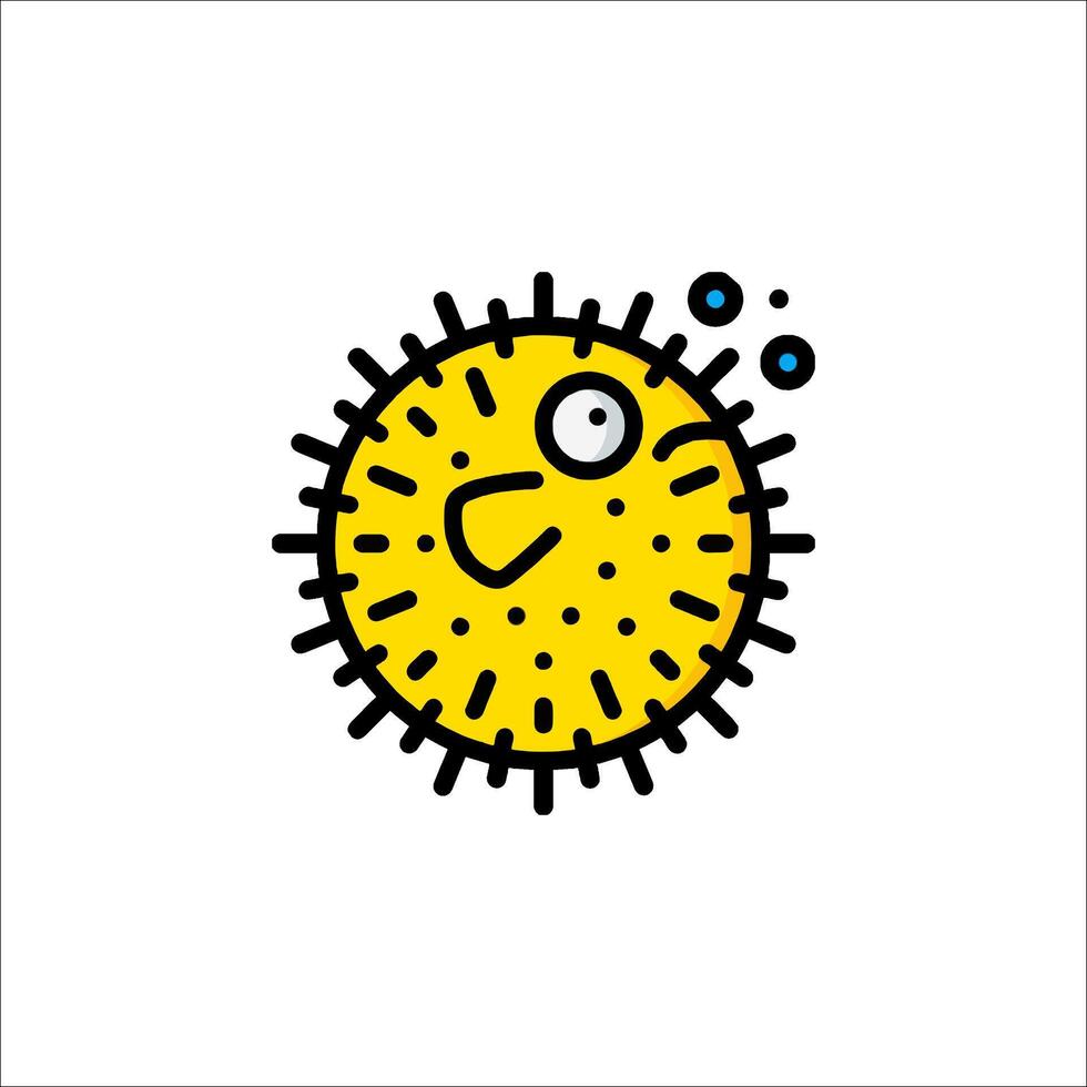 A puffer fish with a bubble coming out of its mouth vector