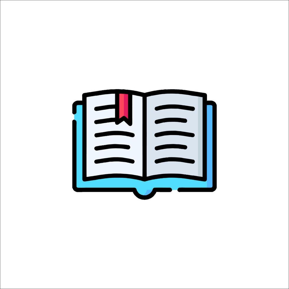 An open book icon with a red ribbon vector