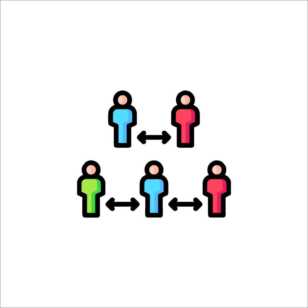 People connected by arrows icon vector