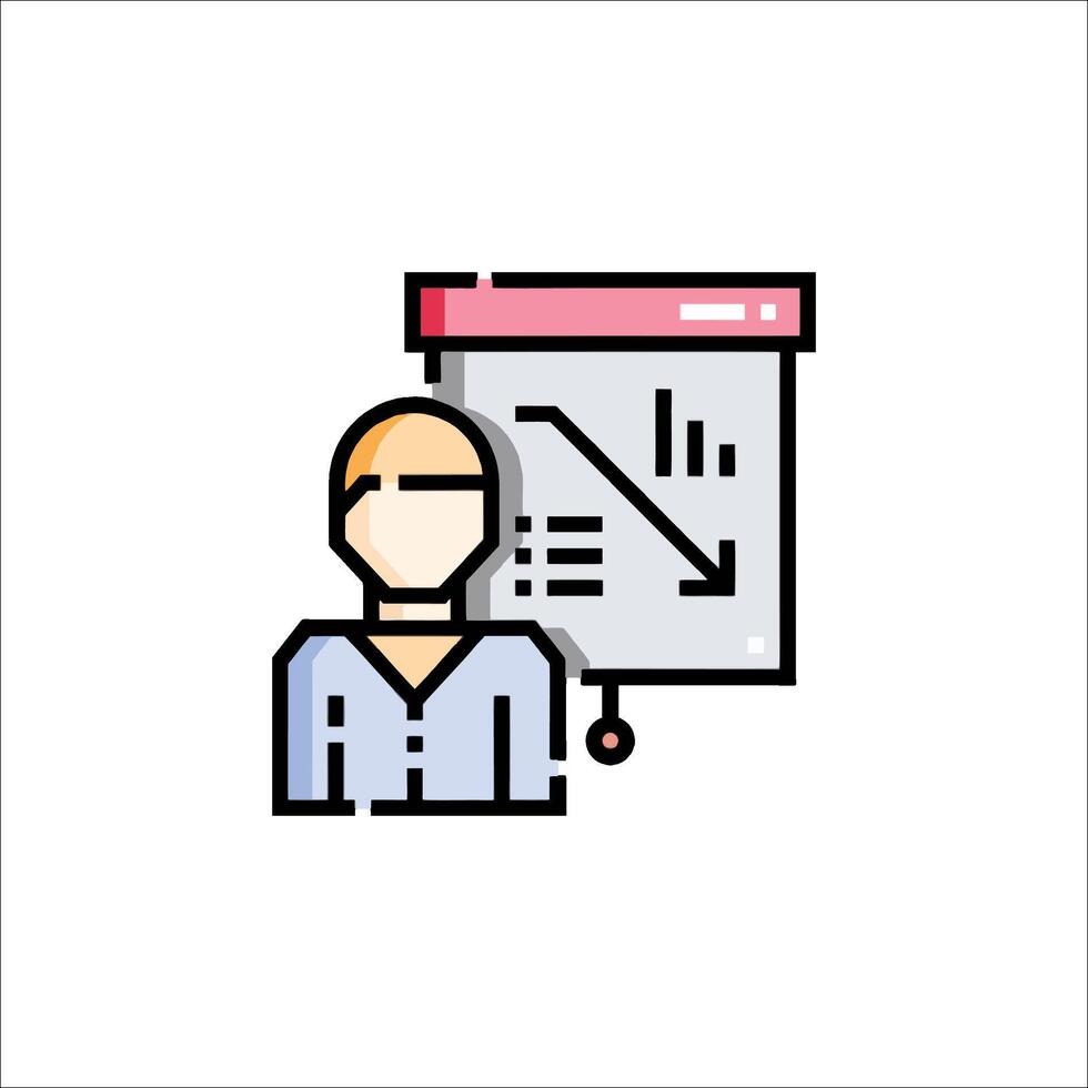 A man with a clipboard and a chart icon vector