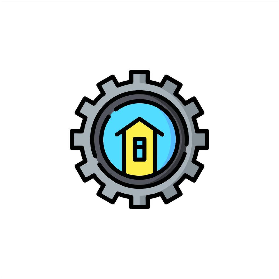 A house in a gear wheel icon vector