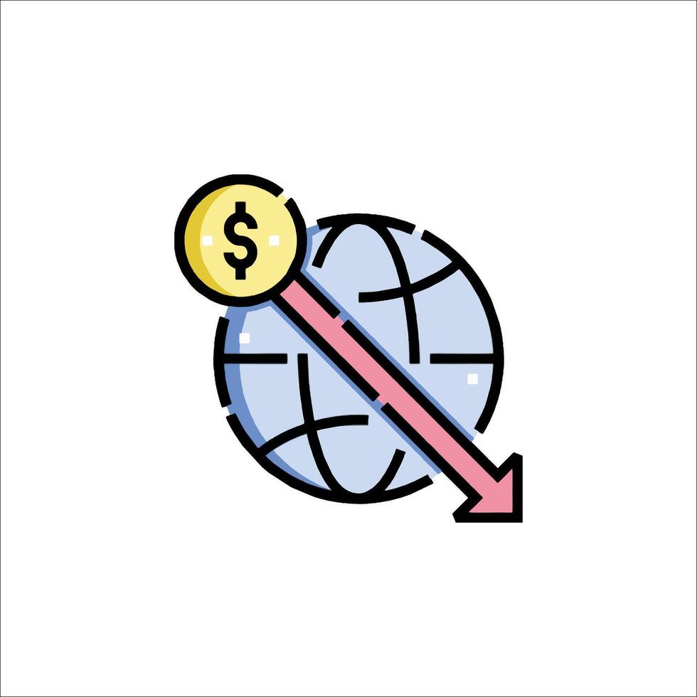 Dollar sign icon on the globe vector
