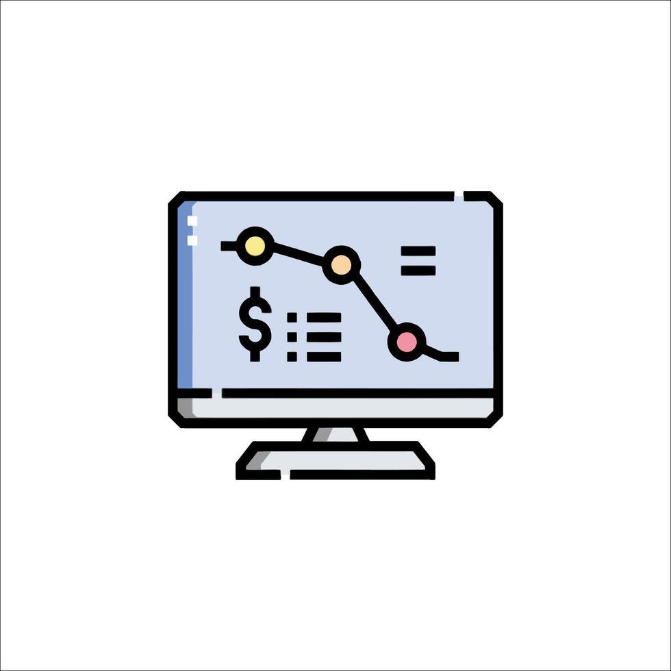 A computer monitor with a graph on it vector