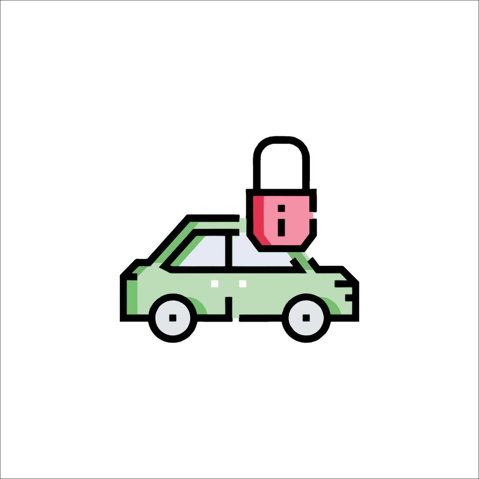 Car with padlock icon illustration vector