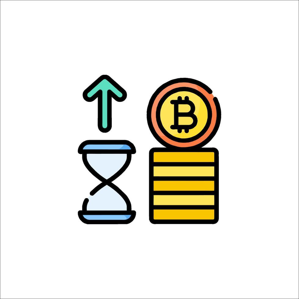 Bitcoin and hourglass icon vector