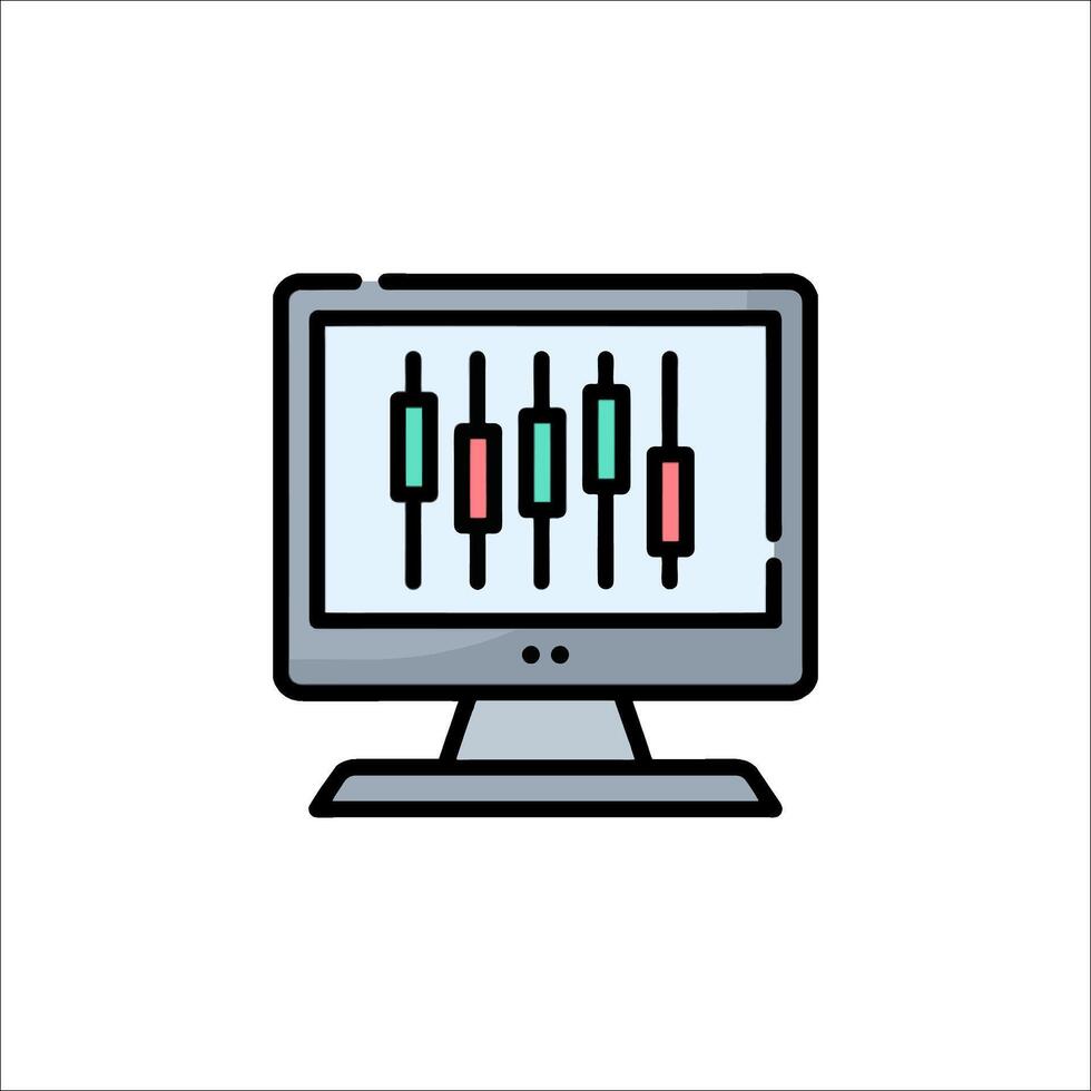 A computer monitor with a bar chart on it vector