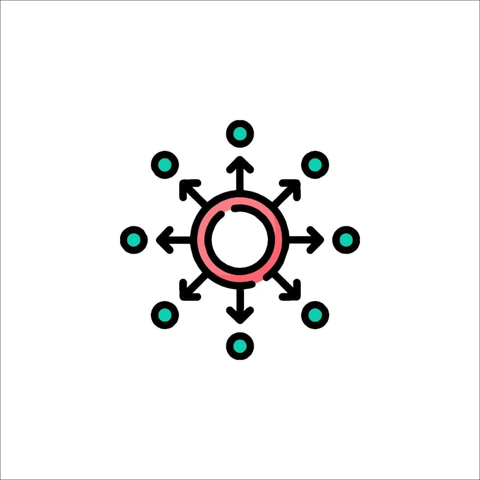 A circle with arrows and circles around it vector