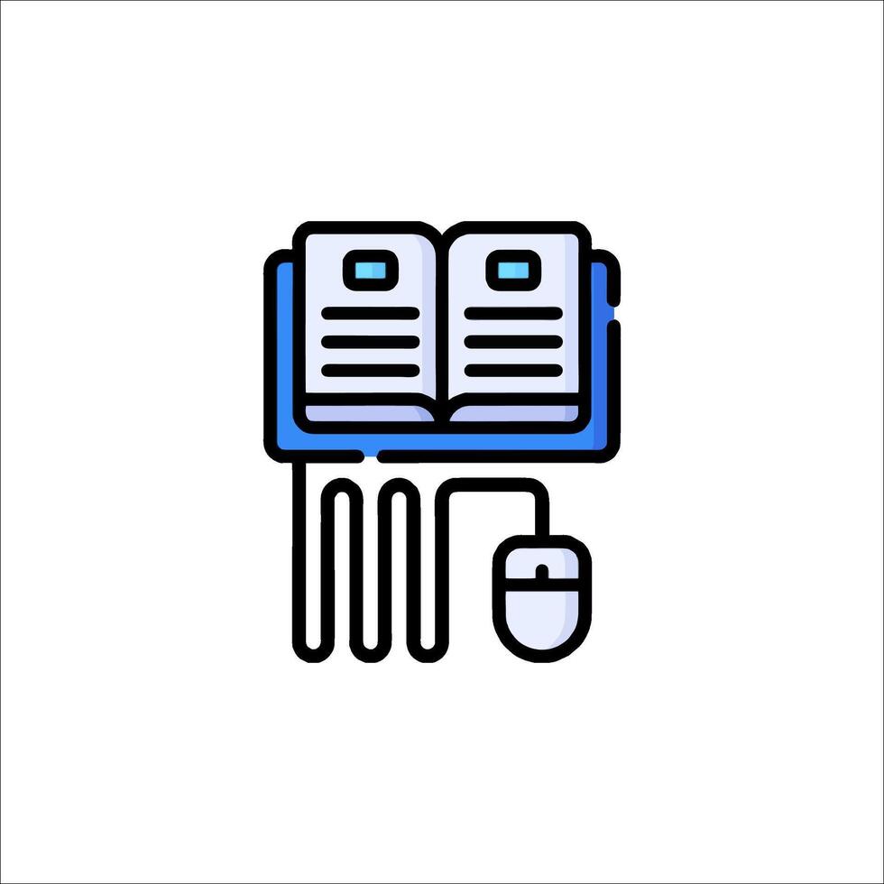 A book and a mouse are connected by a cord vector