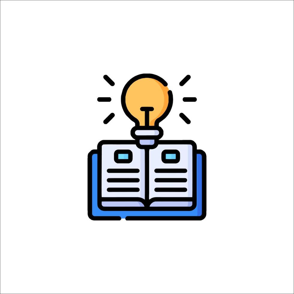 An open book with a light bulb on top vector