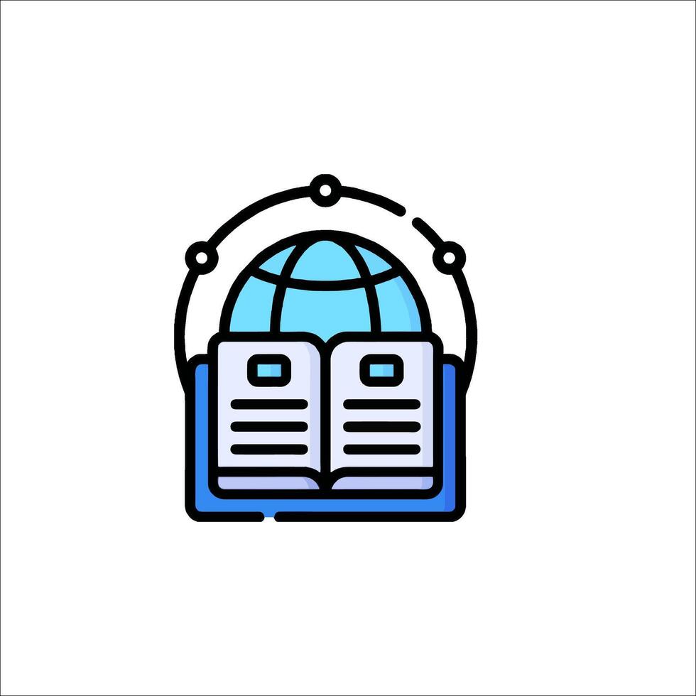 An open book with a globe on it vector