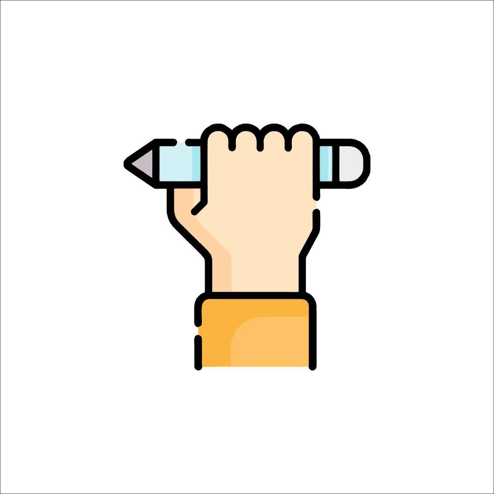 Hand holding a pencil icon illustration vector