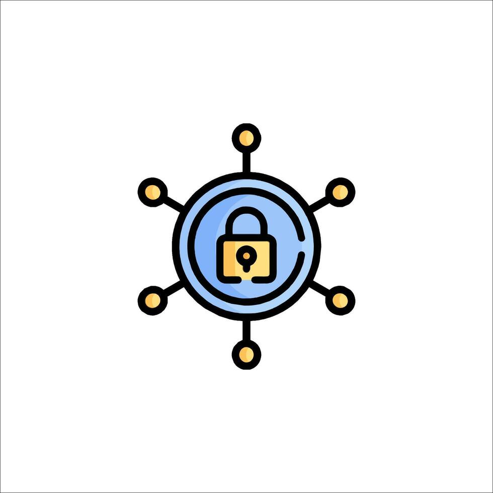 A lock icon with a key in the center vector