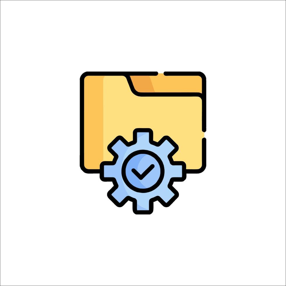 File folder icon with gear and check mark illustration vector