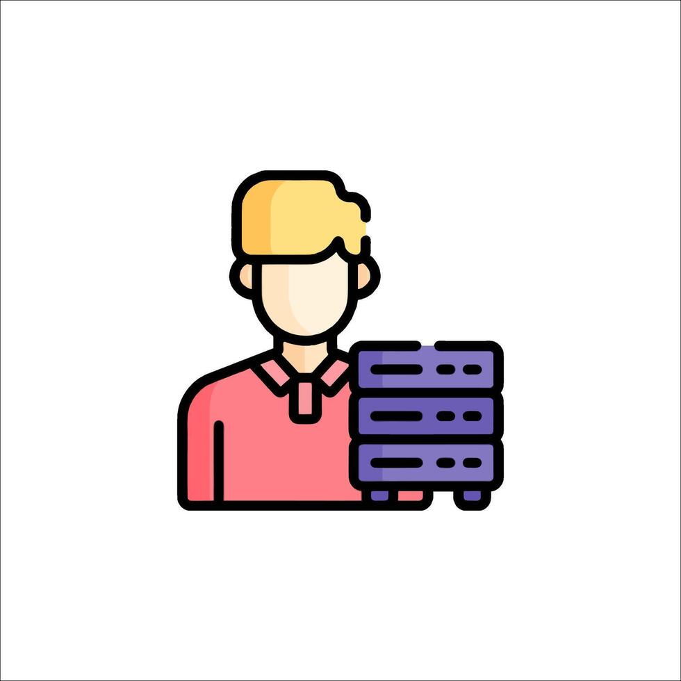 A man holding a server icon vector