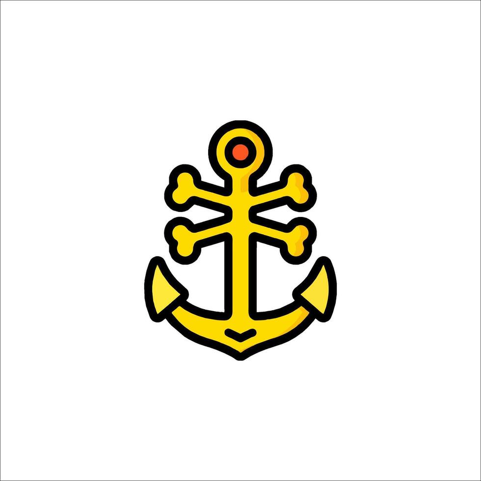 An anchor with a cross on it is shown in a simple design vector