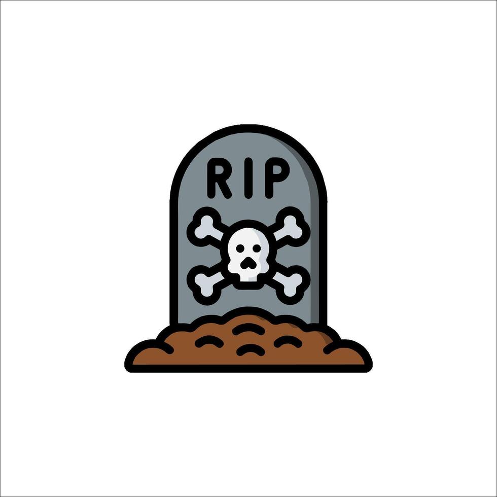 A tombstone with a skull and crossbones on it vector
