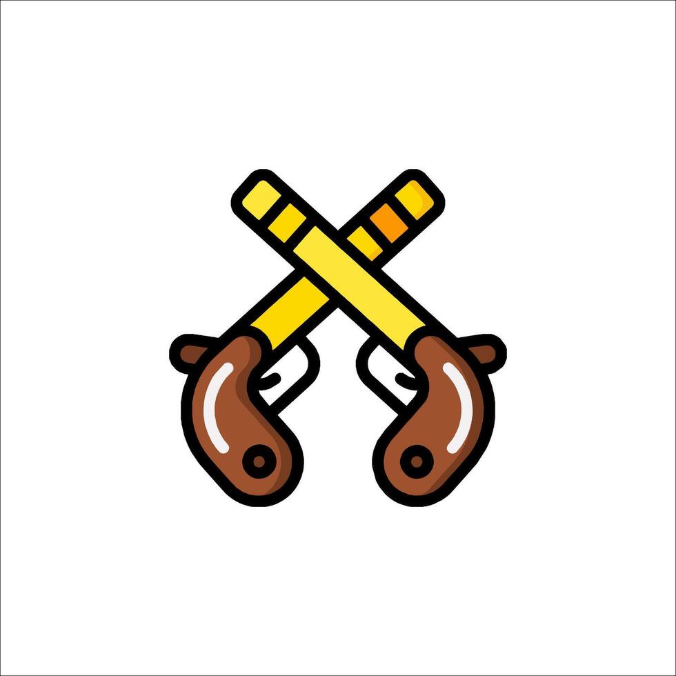 Two crossed pistols icon in a flat style vector