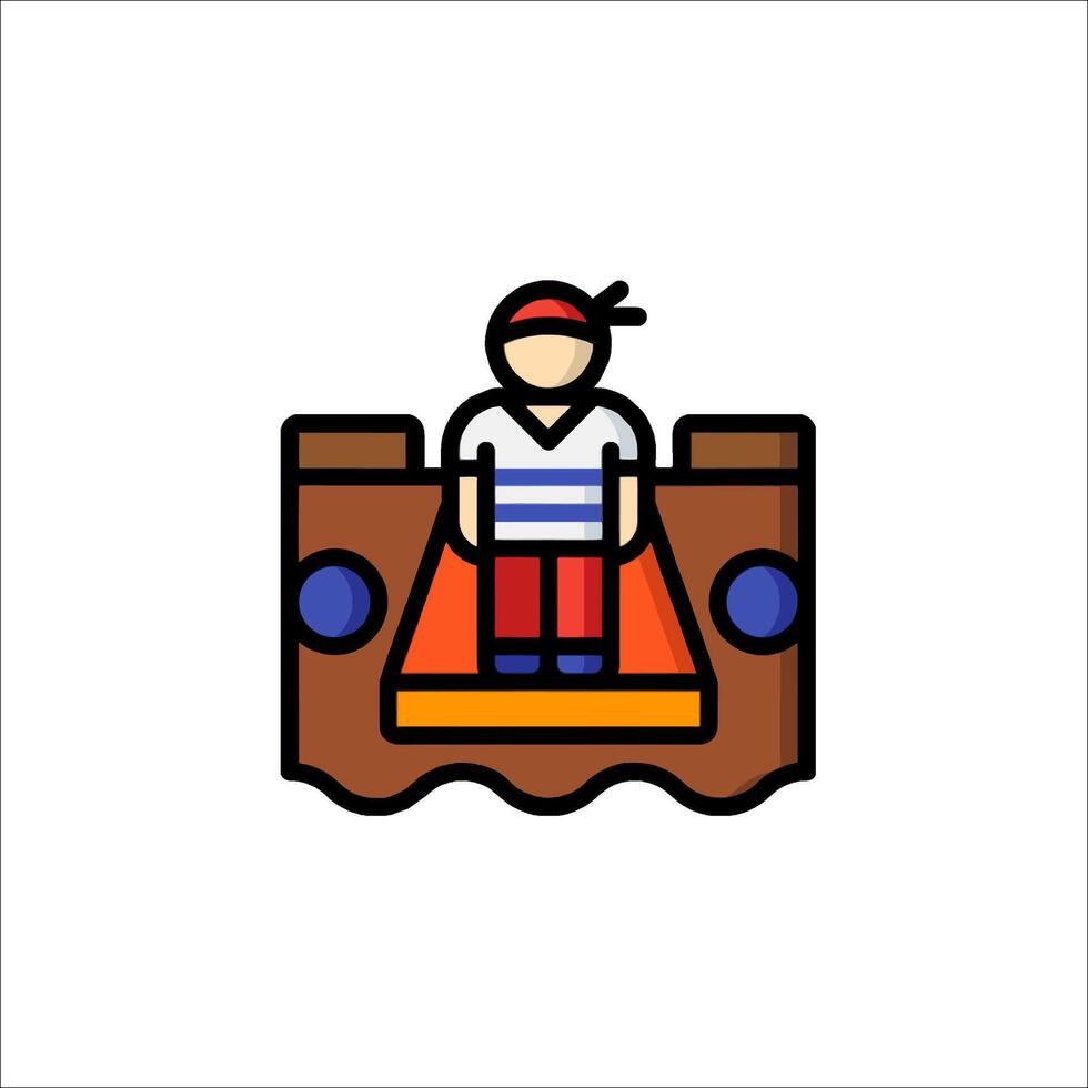 A man sitting on a boat icon vector