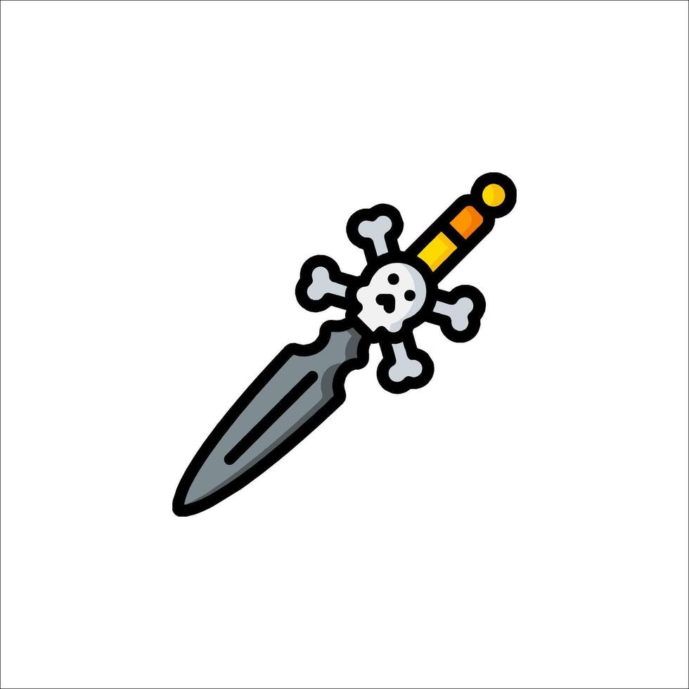 A cartoon sword with a skull and crossbones on it vector