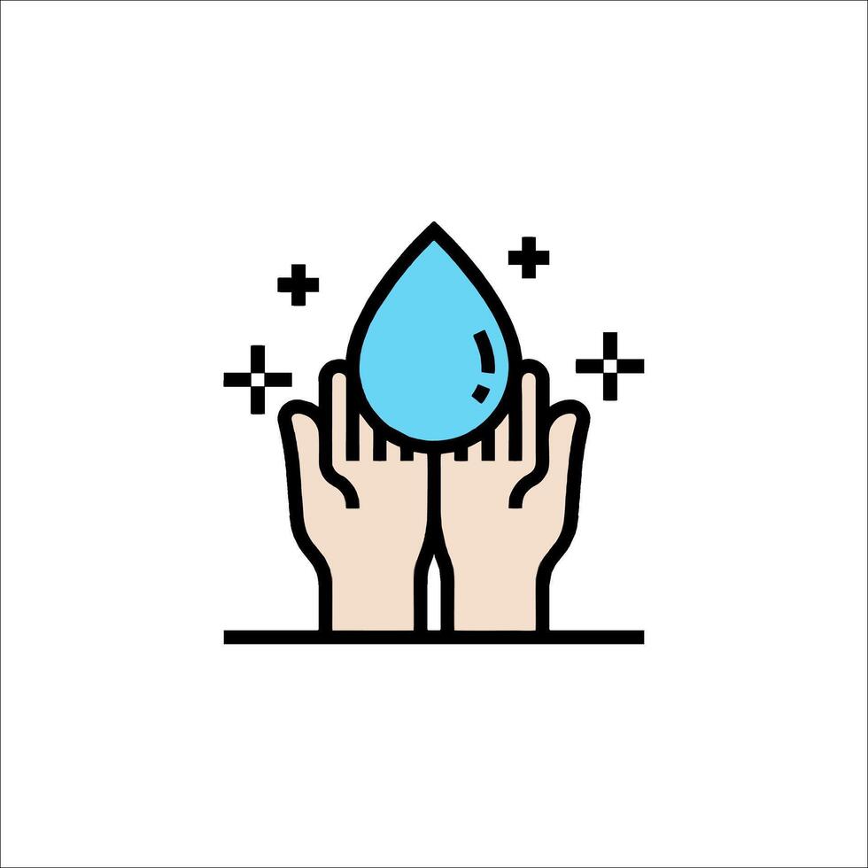 Hands washing hands with water drop icon vector