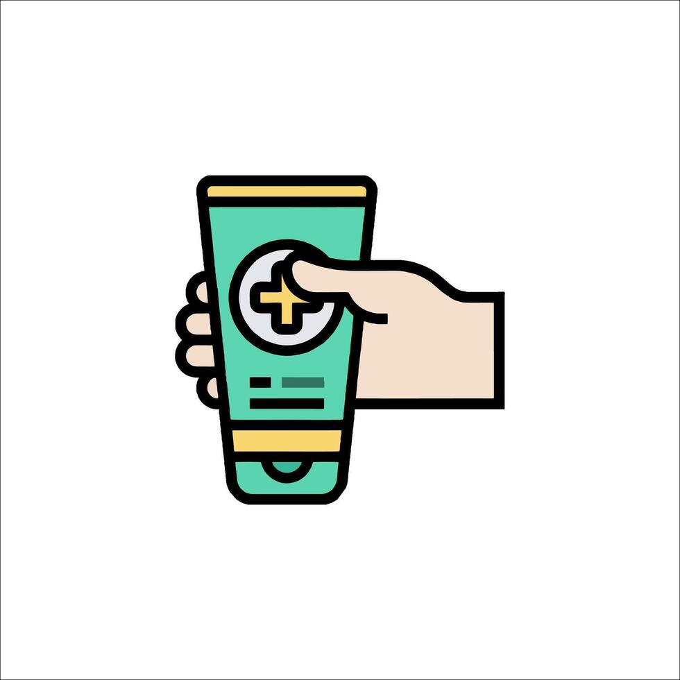 Hand holding a tube of toothpaste icon vector