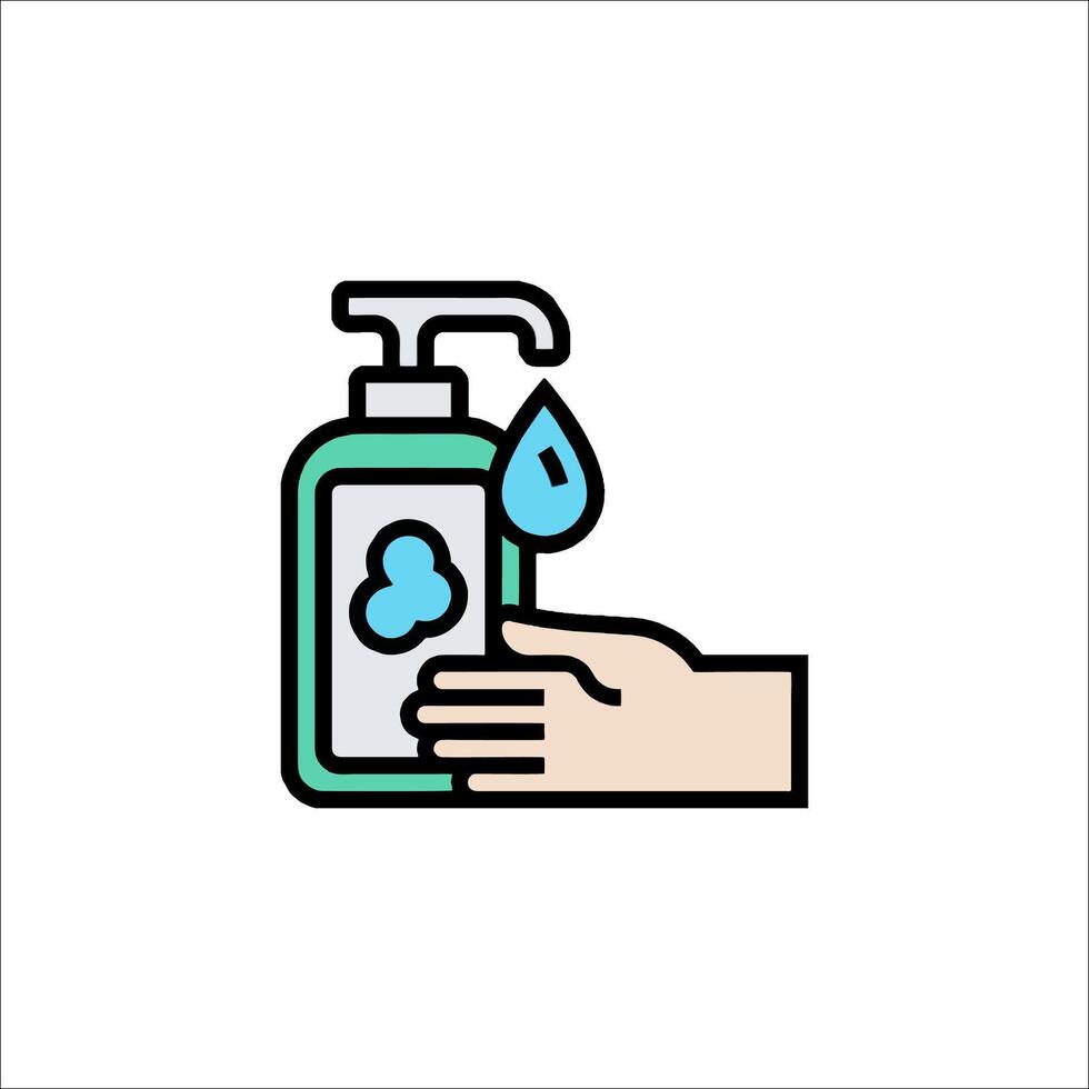 Hand washing soap dispenser with soap and water icon illustration vector