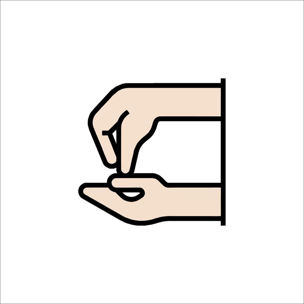 A hand holding a piece of paper vector