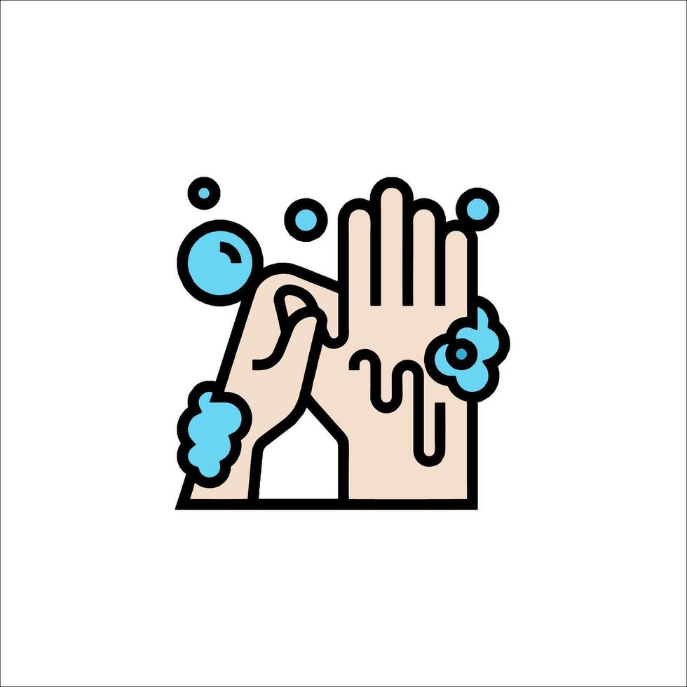 Wash hands icon with soap bubbles vector
