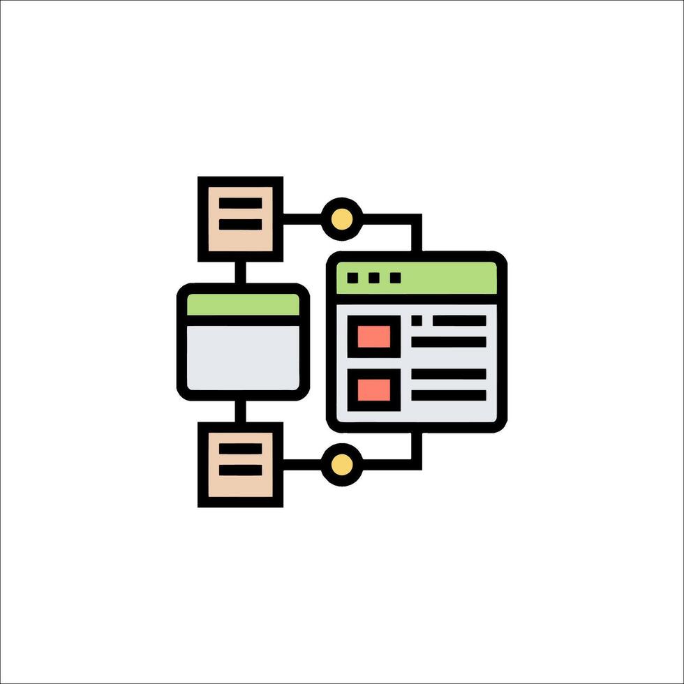 un plano icono de un computadora pantalla con un computadora y un papel vector