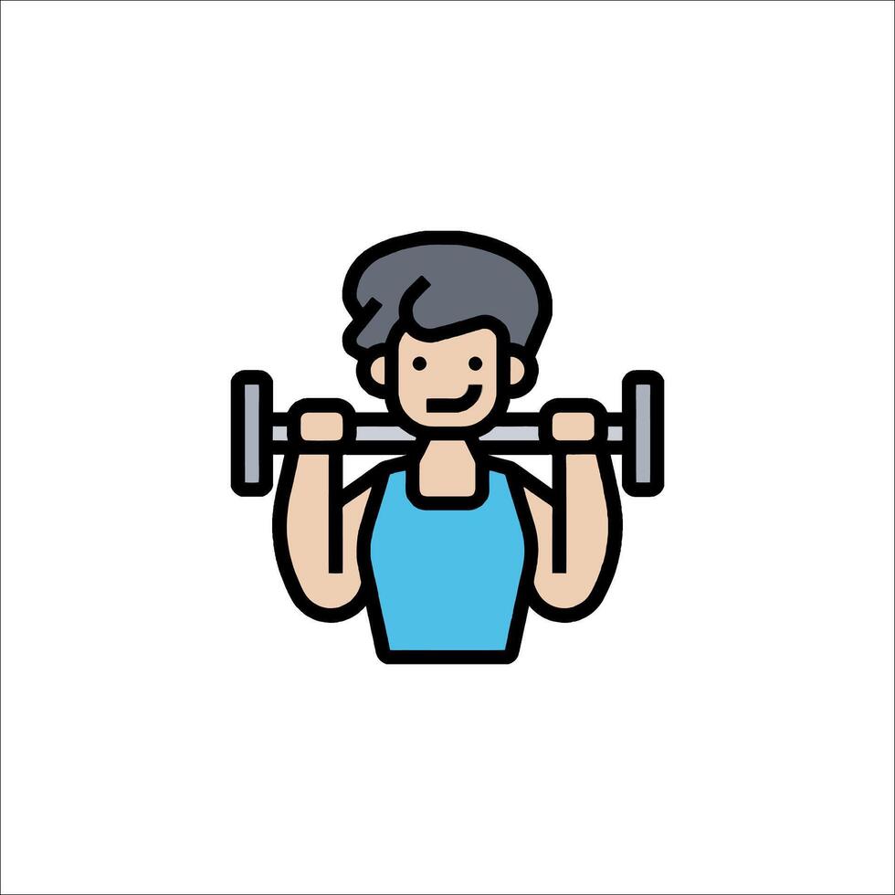 A man lifting a barbell icon vector