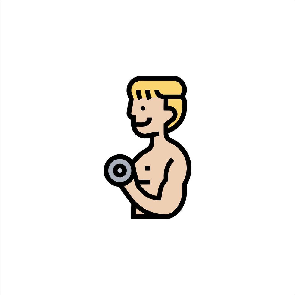 A man with a dumbbell icon vector