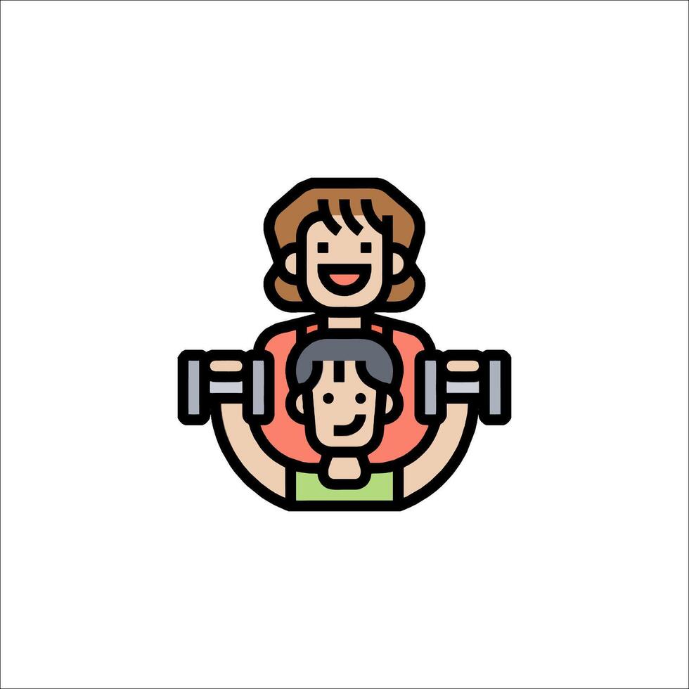 A woman and child are holding dumbbells vector