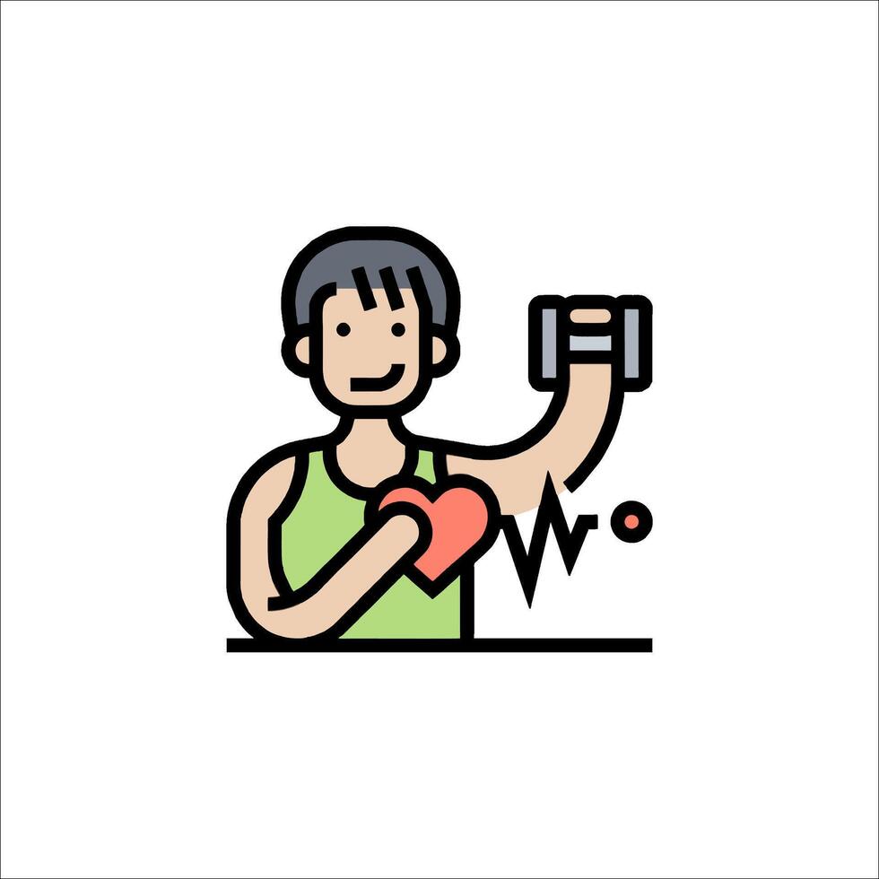 A man is lifting weights and holding a heart vector