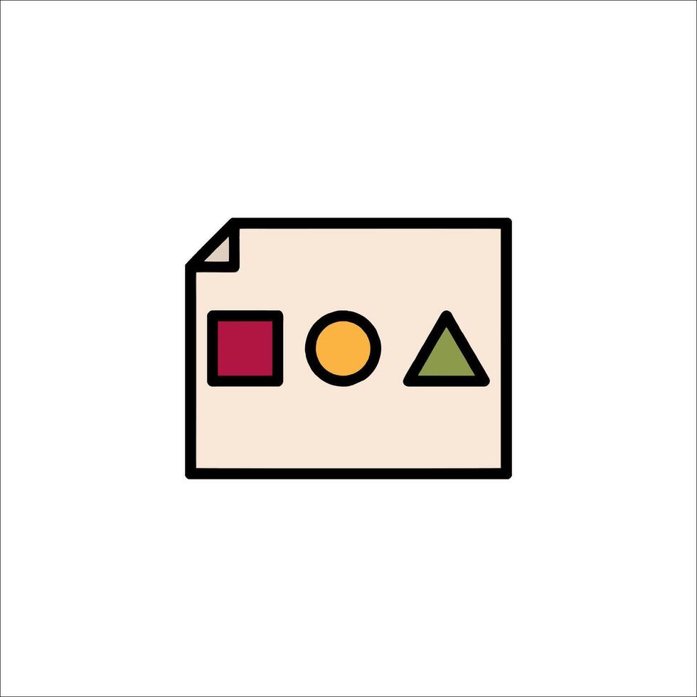 A paper with a square, triangle and circle icon vector