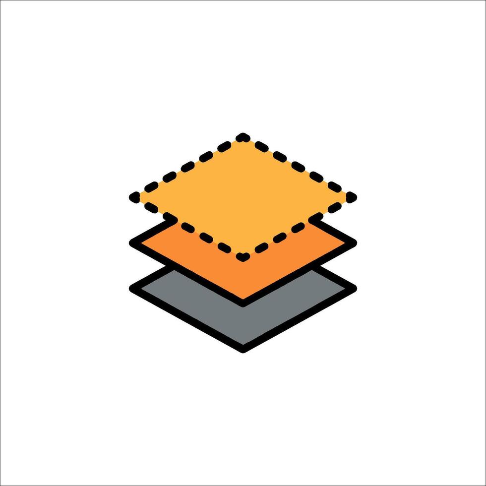 A stack of three orange and black squares vector