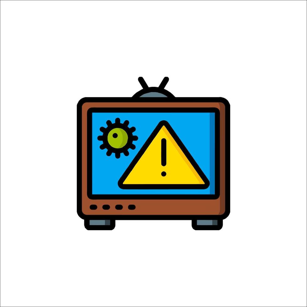 Tv with a warning icon illustration vector