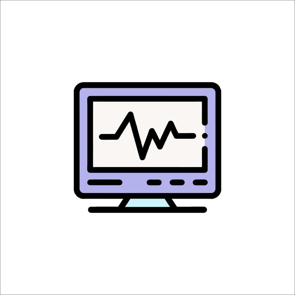 Monitor with heartbeat icon on white background vector